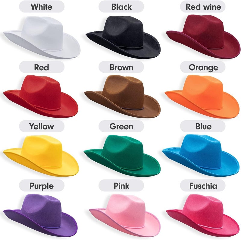 COLLECT PRESENT Store Plain Felt Cowboy & Cowgirl Hat for Men, Women, and Teens | Western Studded Cowboy Hat in Adult Sizes - Image 3
